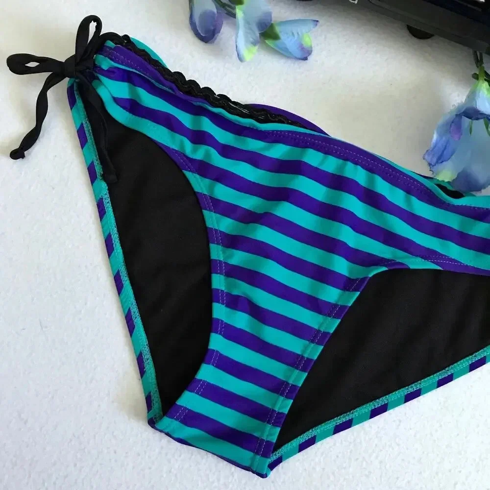 Material Girl NWT Striped Hipster Swim Bottom Juniors/Women M